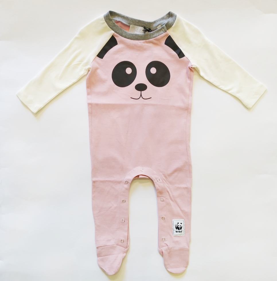 ολόσωμο φορμάκι ροζ panda WWF by KEEN organic