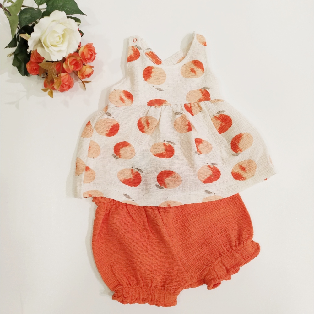 σετ μπεμπέ με φουφούλα και τοπ peach
