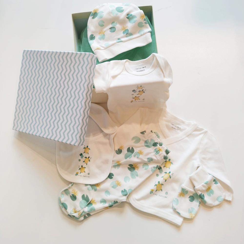 δώρο για νεογέννητο πολυσέτ σε κουτάκι για Cotton Baby με σχέδιο χελωνάκι