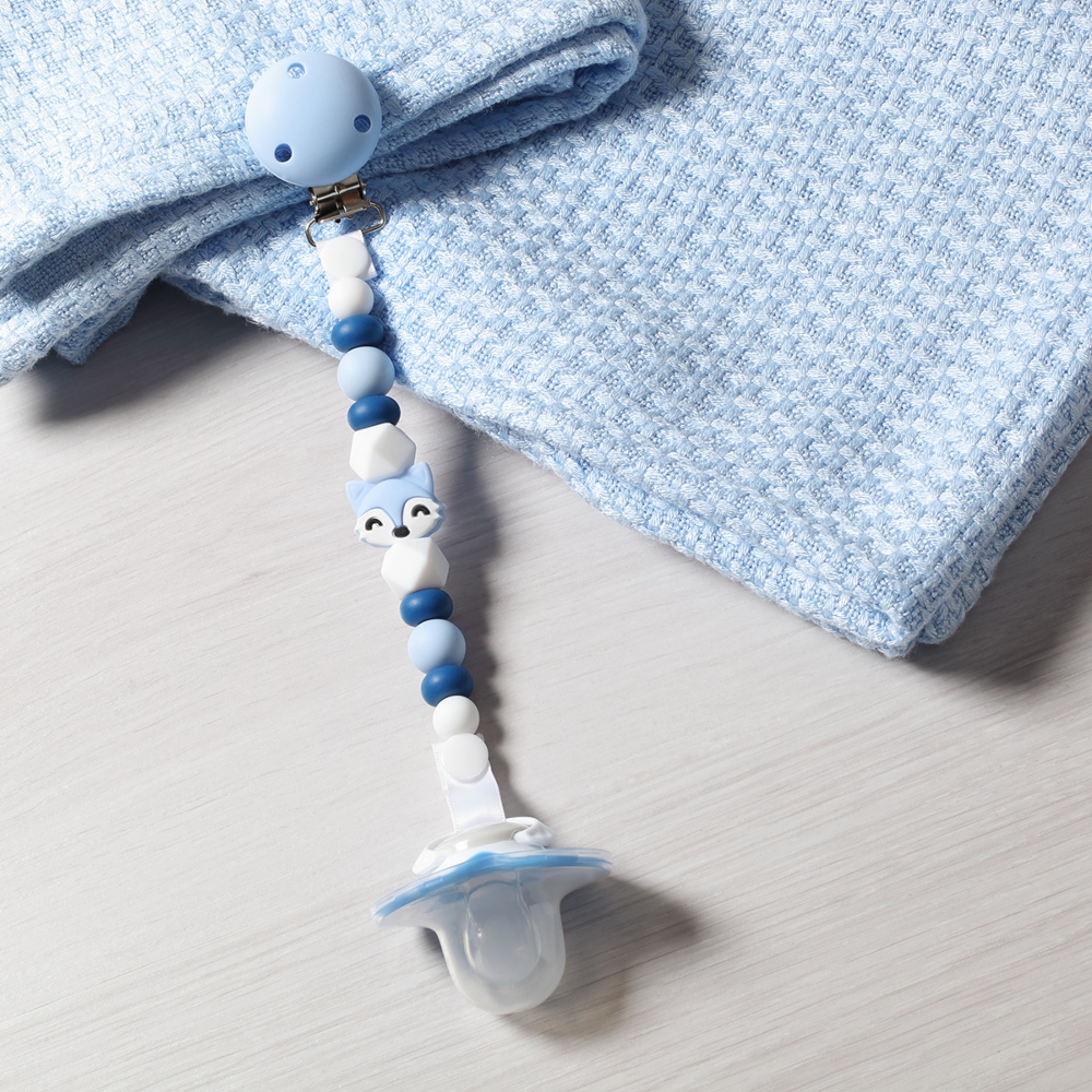 Κλιπ πιπίλας από σιλικόνη με ζωάκι μπλε BabyOno (2)