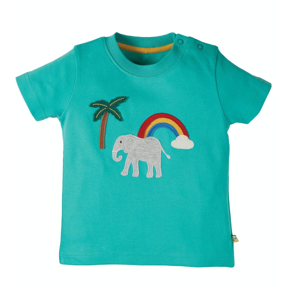 βρεφικό t-shirt aqua από οργανικό βαμβάκι Frugi