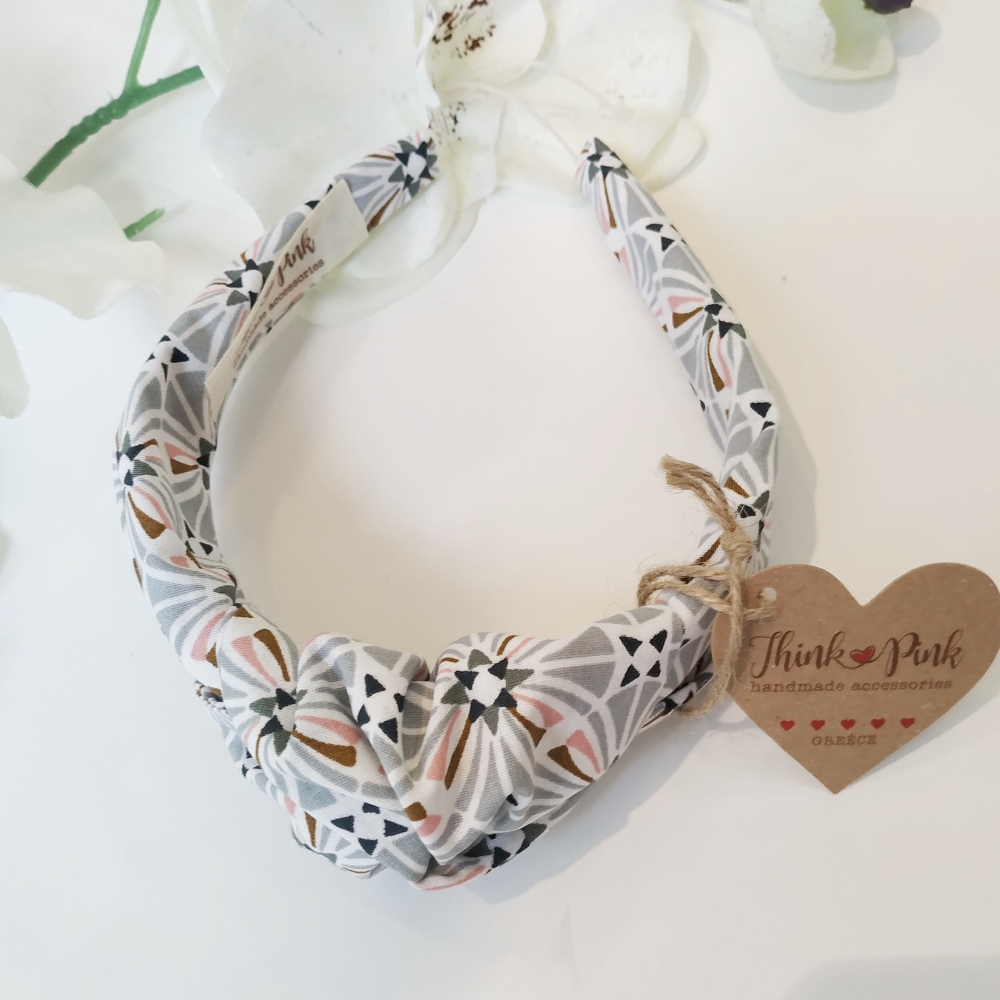 στέκα τουρμπάνι think pink accessories για τα μαλλιά geo grey