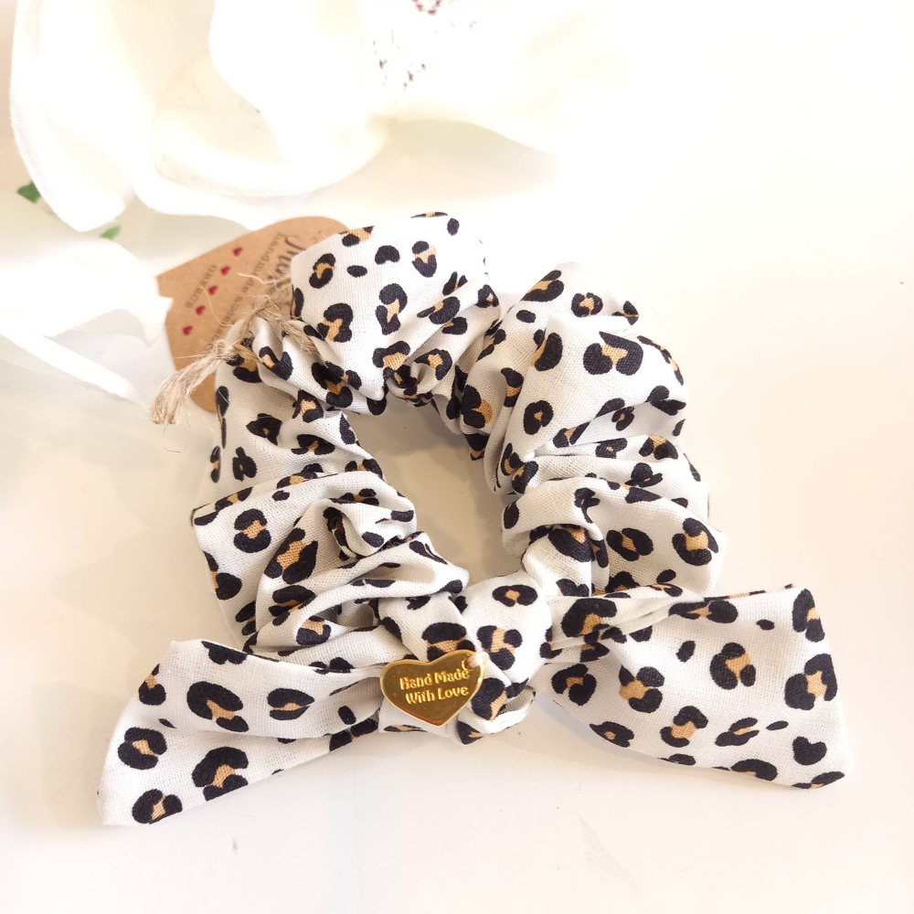 scrunchie για τα μαλλιά leopard white