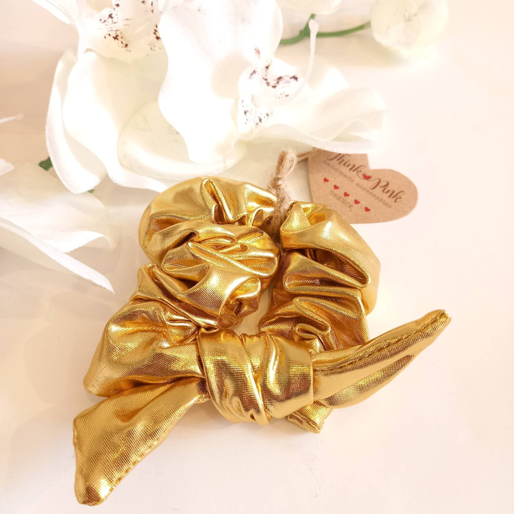 scrunchie για τα μαλλιά metallic gold