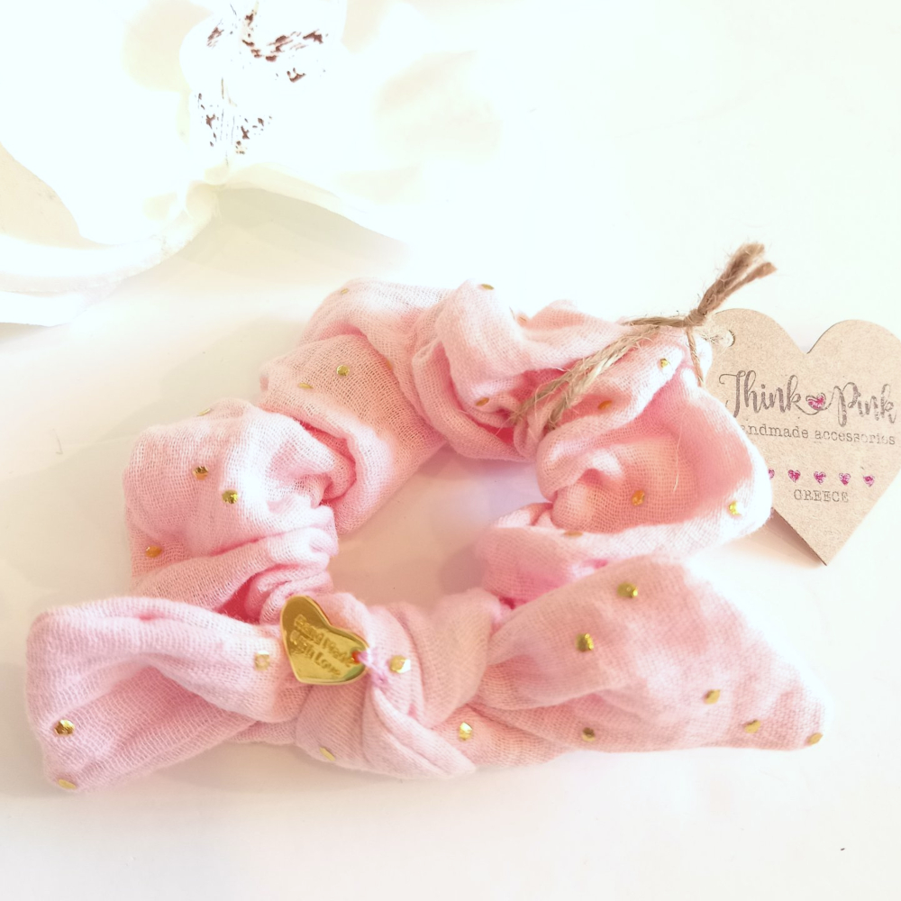 scrunchie για τα μαλλιά pink-gold