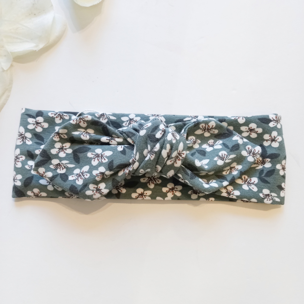 βρεφική βαμβακερή κορδέλα για τα μαλλιά φλοράλ χακί