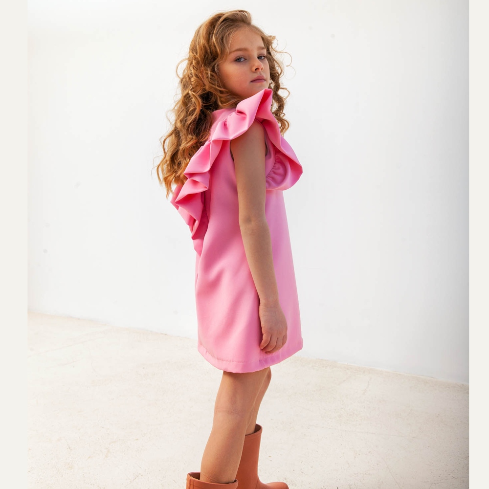 παιδικό φόρεμα ροζ με βολάν Alice Fashion