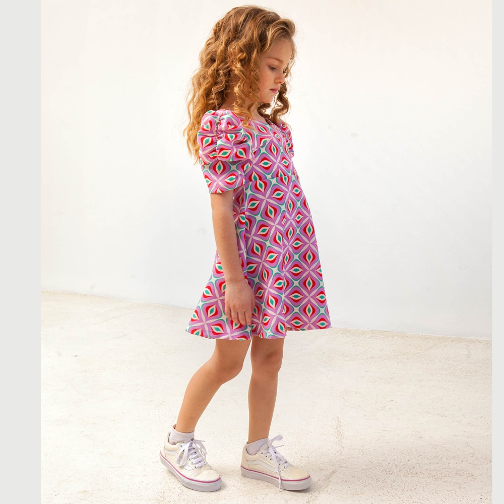 παιδικό φόρεμα μινι με γεωμετρικό print Alice Fashion