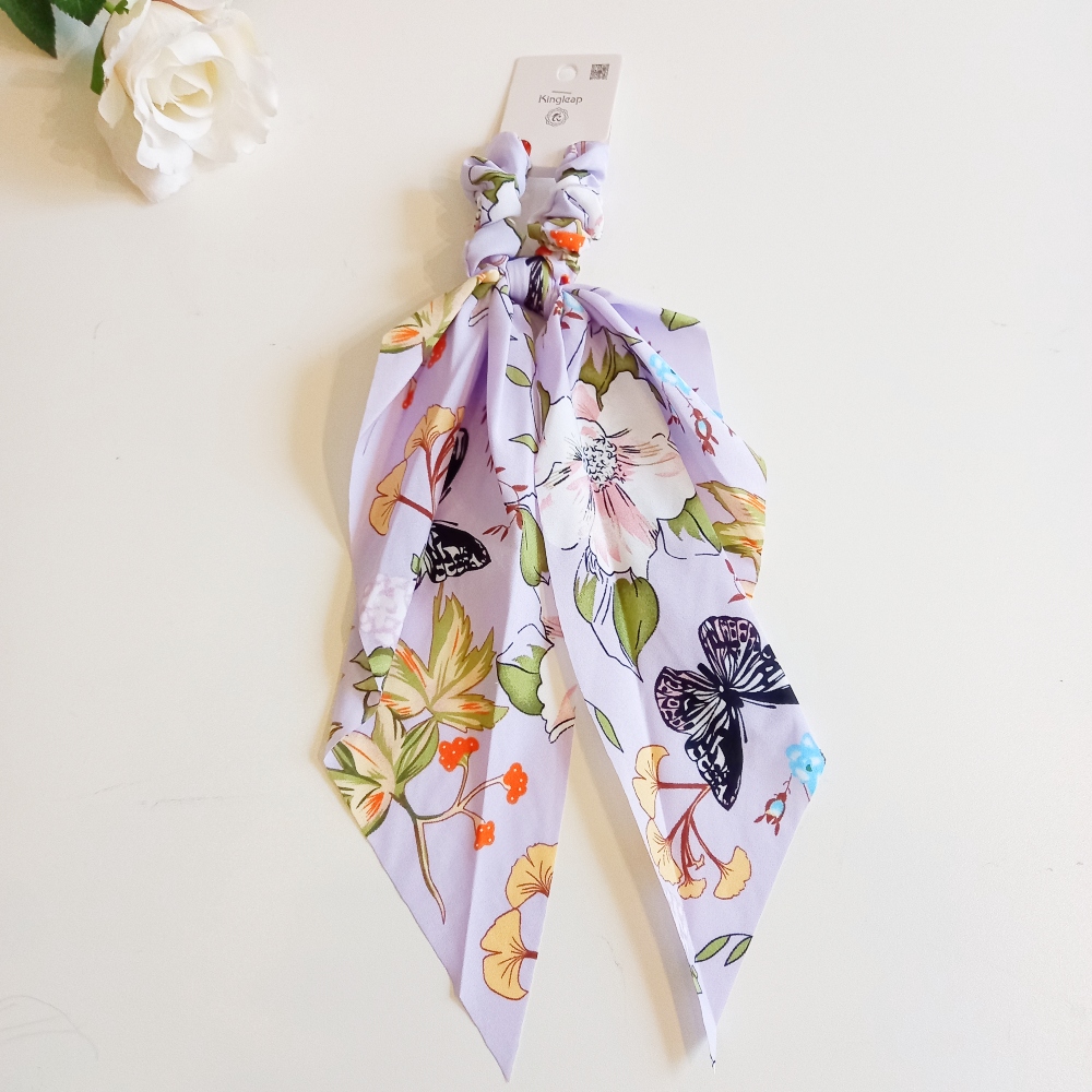 scrunchie για τα μαλλιά με φιόγκο για κοριτσάκια και μαμάδες λιλά με πεταλούδες
