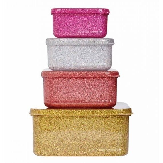 παιδικό σετ δοχεία φαγητού πολύχρωμα με glitter A little lovely company (2)