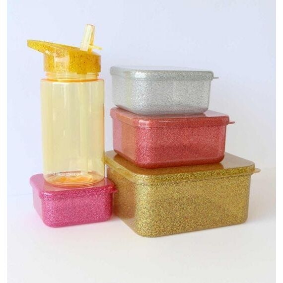 παιδικό σετ δοχεία φαγητού πολύχρωμα με glitter A little lovely company (4)
