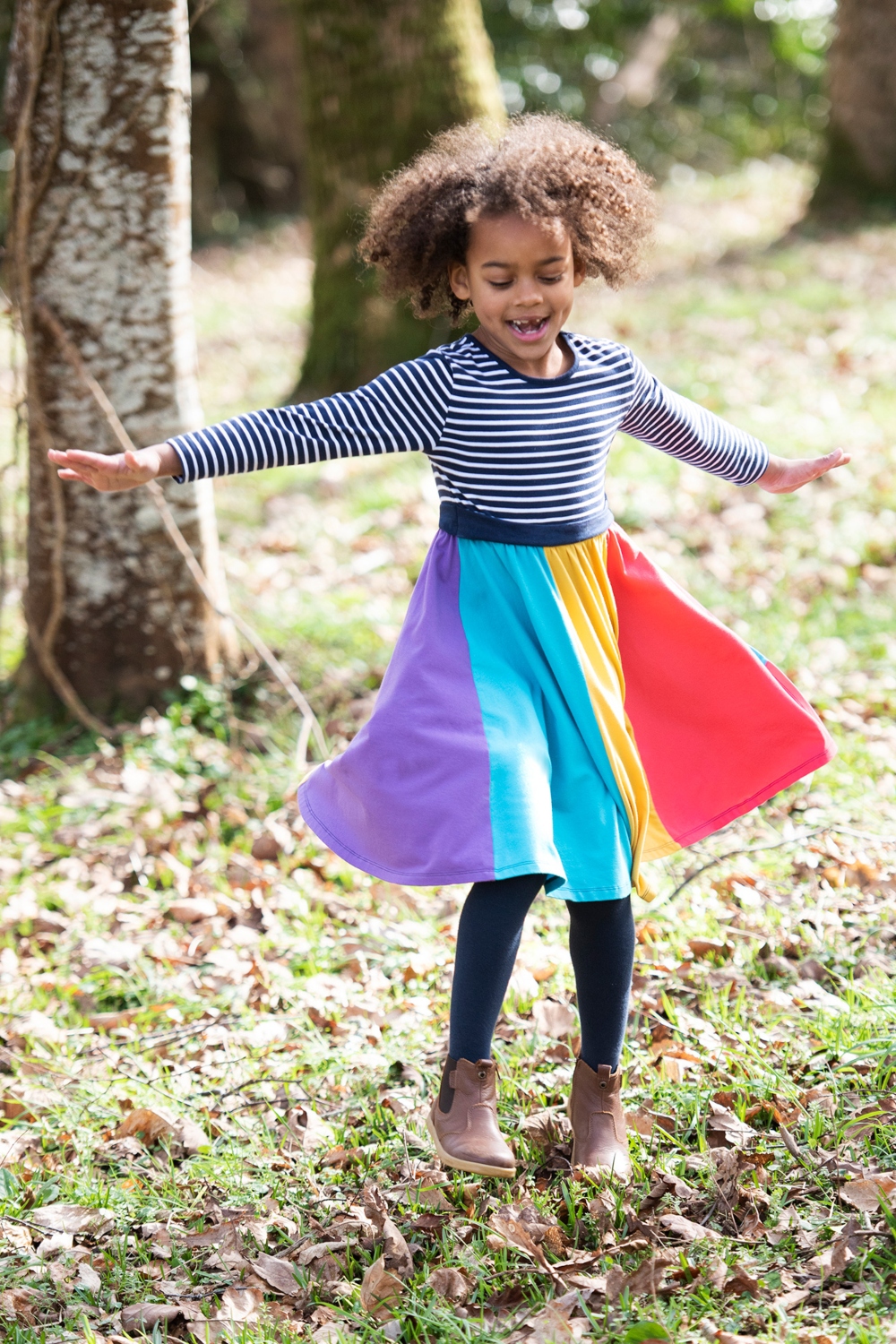 παιδικό ριγέ φόρεμα από 100% βαμβάκι Frugi (3)