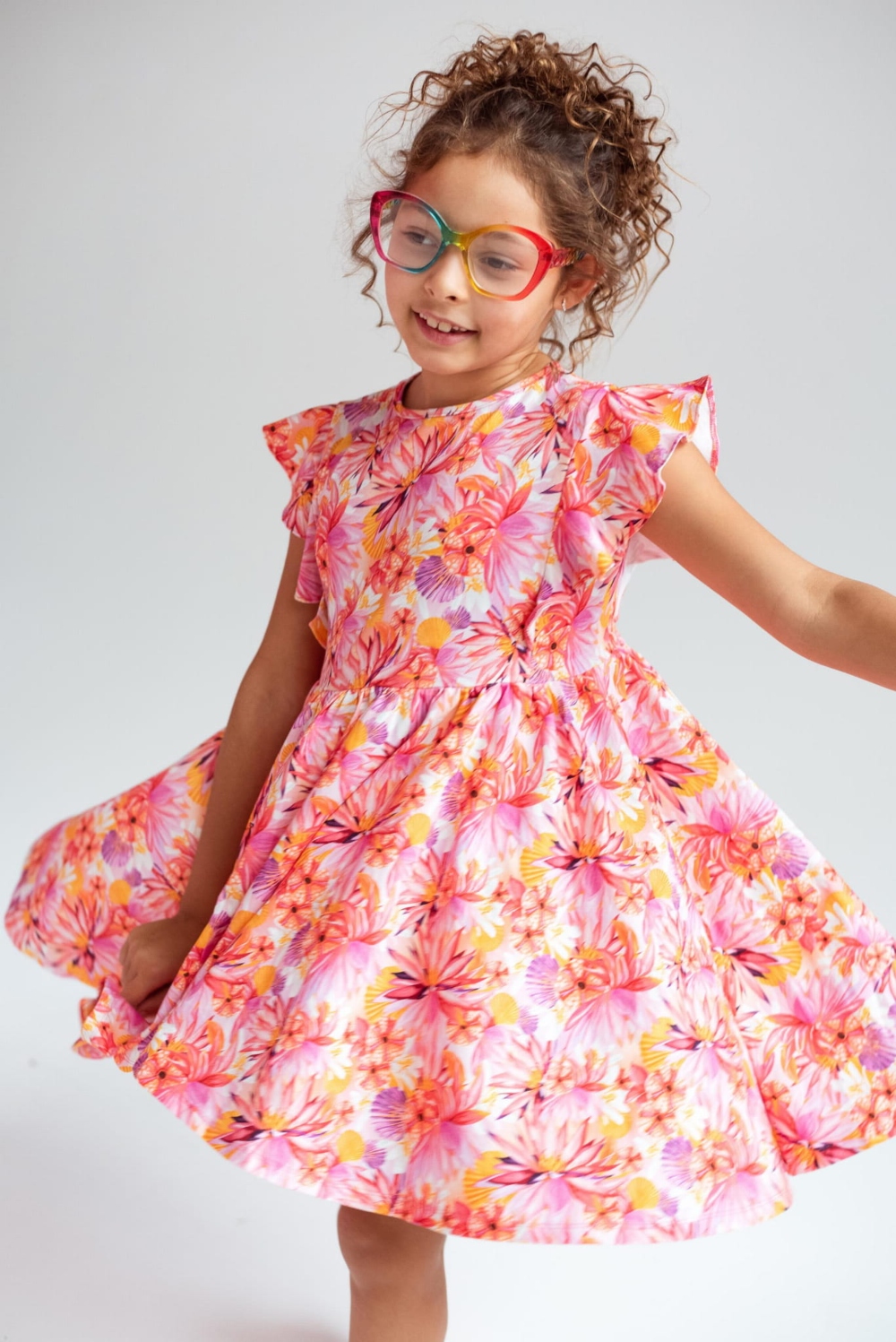 heypopinjay φόρεμα φλοράλ orange pink (1)