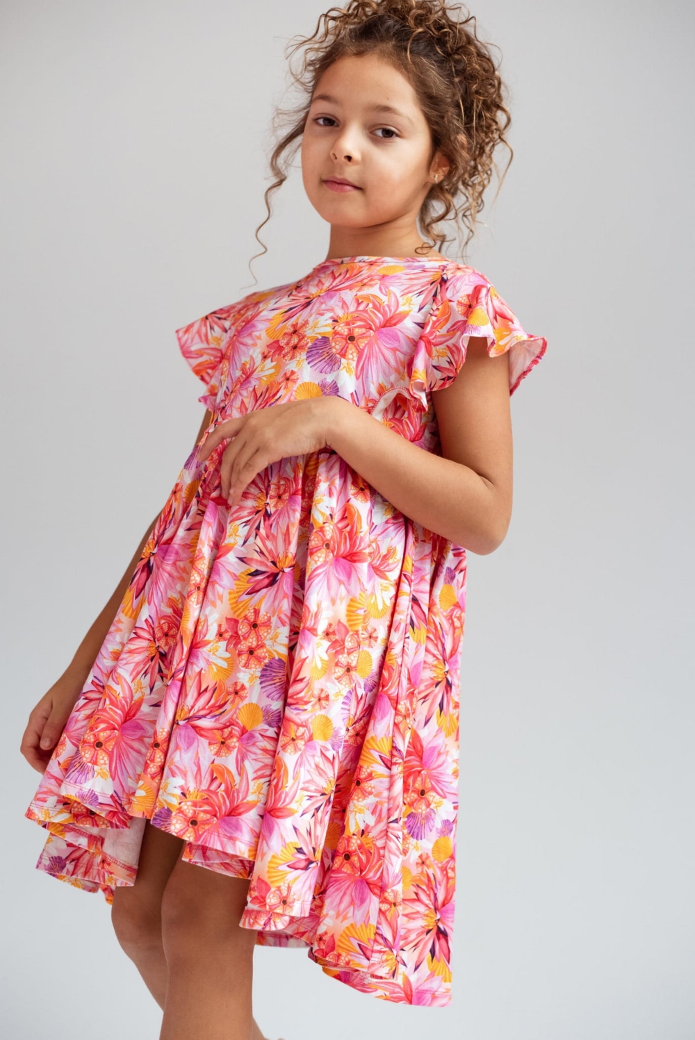 heypopinjay φόρεμα φλοράλ orange pink 2 (1)