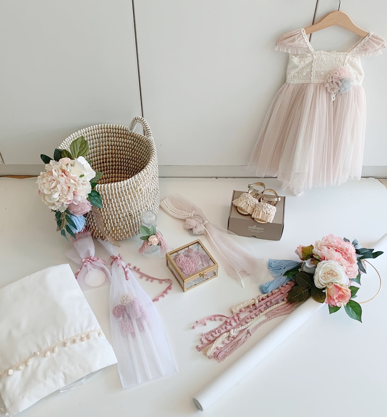 boho floral baptism girl