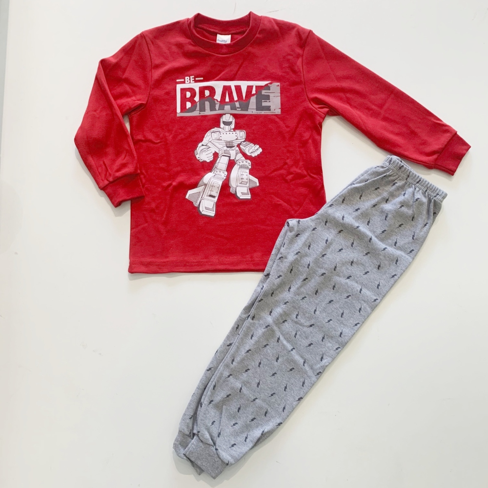 σετ πιτζάμας για brave με ρομποτ κόκκινη γκρι