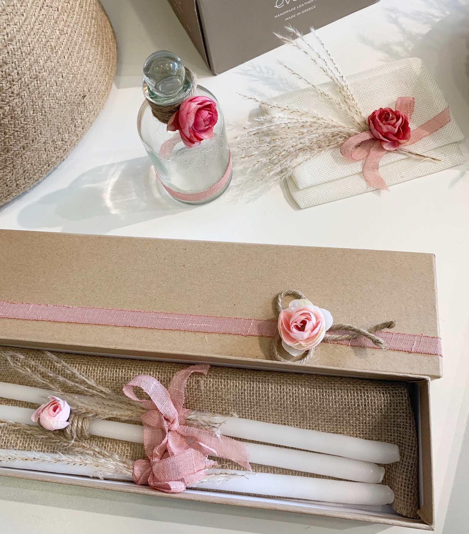 λαδοσέτ με χειροποίητο στολισμό boho romantic