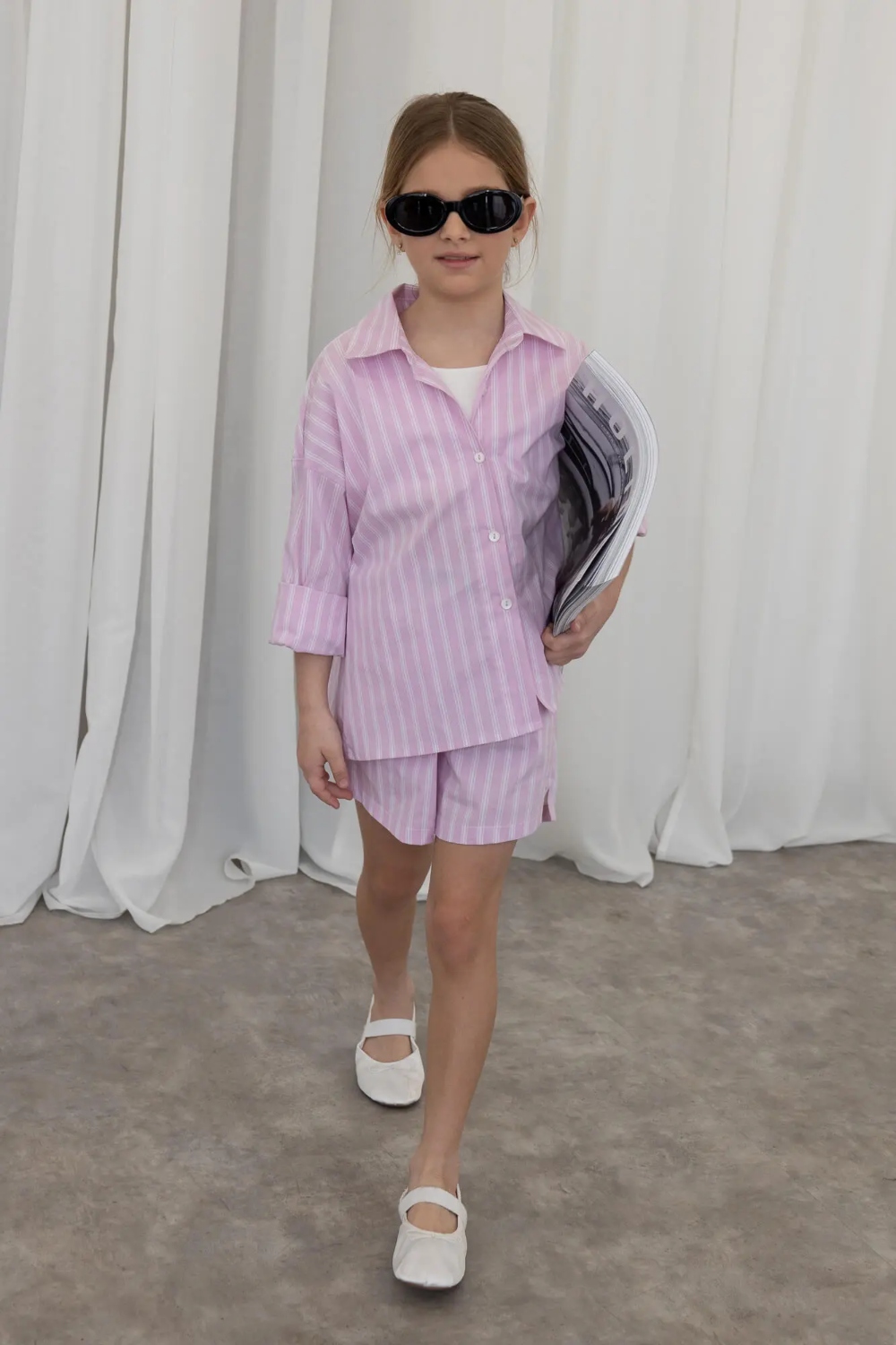 alice fashion σετ παιδικο πουκαμισο ριγε με σορτς και τοπακι λευκο (5)