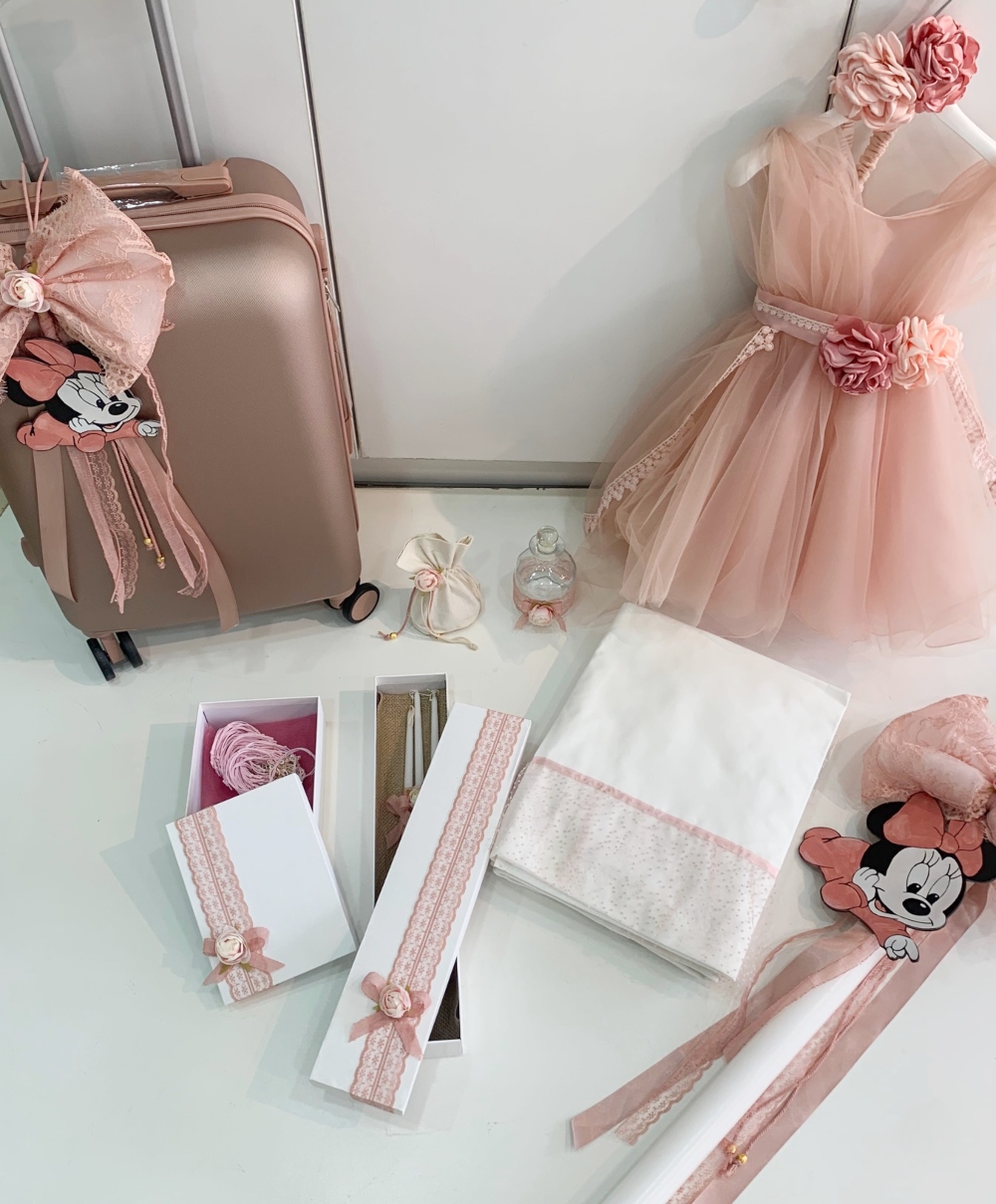 βαπτιστικο πακετο με θεμα την minnie baby ροζ