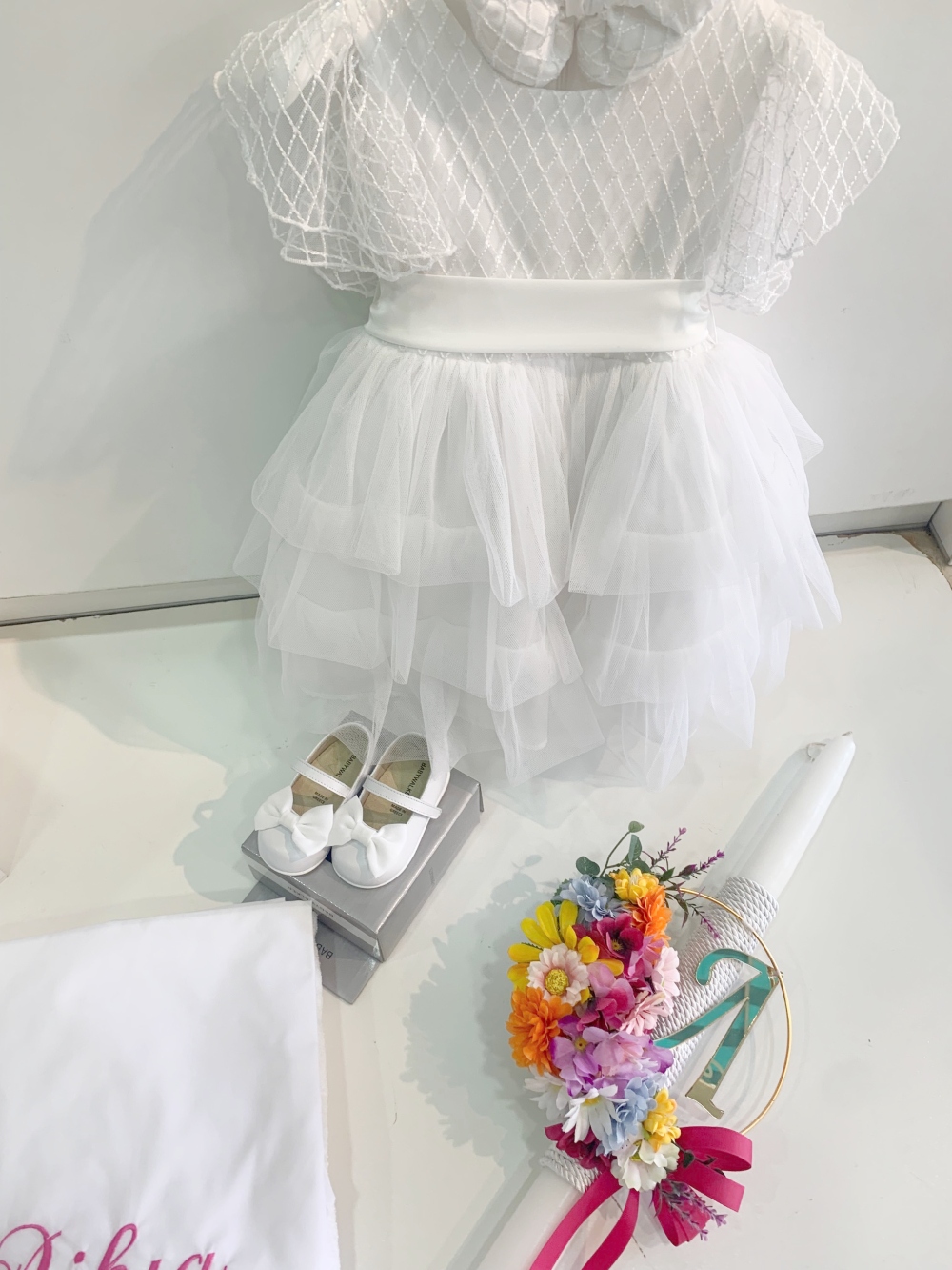 βαπτιστικό πακέτο boho flowers με φορεμα sugar and spice
