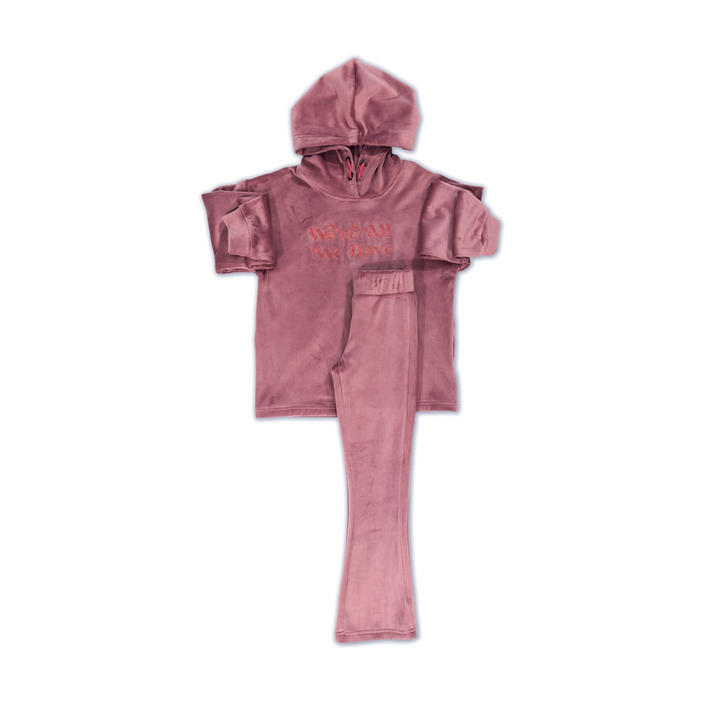 8440 παιδικο σετ βελουδο dusty pink new college