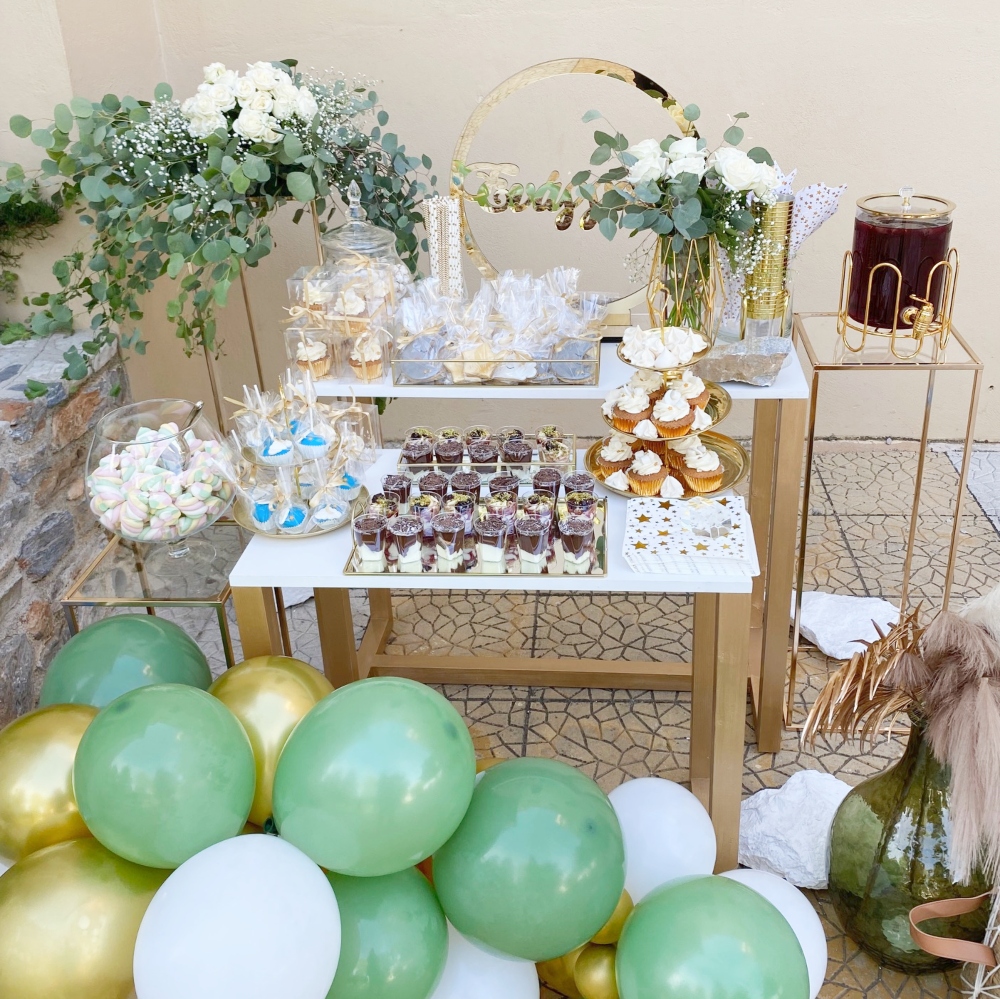 Candy Bar baptism event green gold