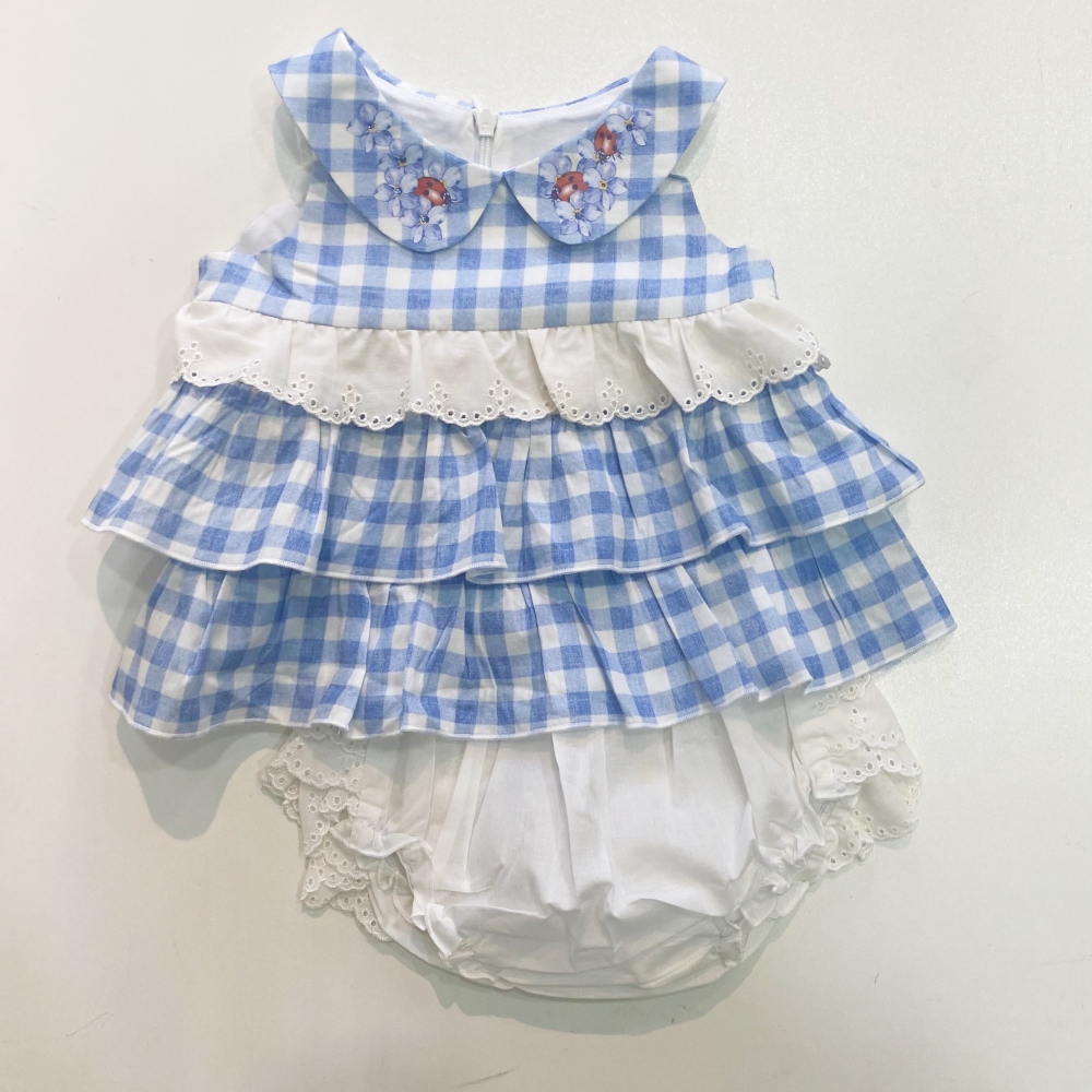 βαμβακερό βρεφικό baby set Baloon Chic καρό γαλάζιο