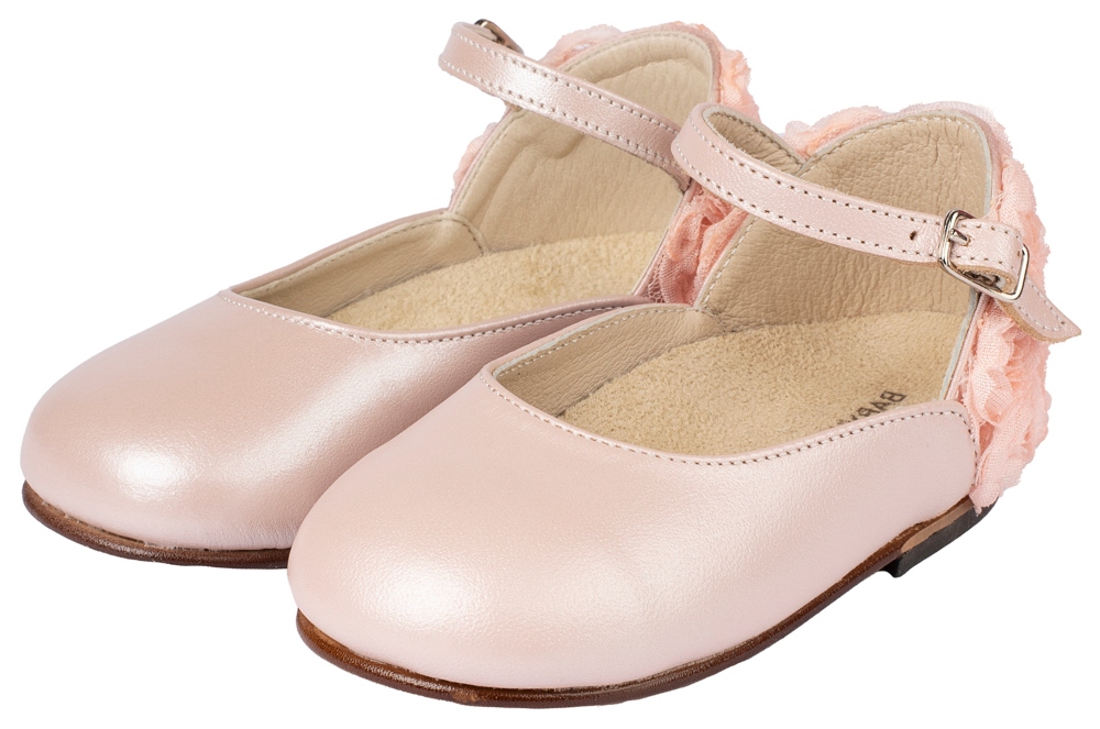 BW4503-PINK-BABYWALKER ερματινο γαλλικο γοβακι με σιφον λουλουδια