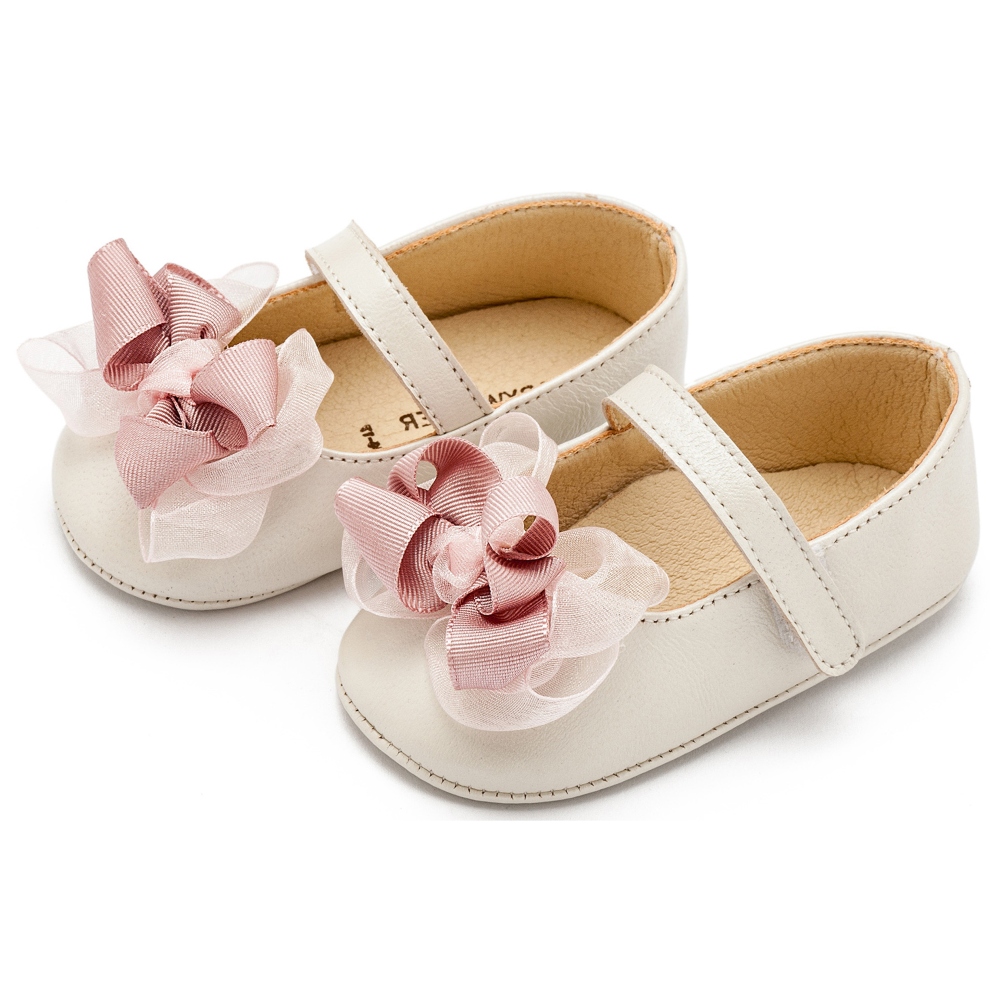 MI1652-IVORY-PINK-BABYWALKER μπαλαρινες εκρου με φιογκακι ροζ