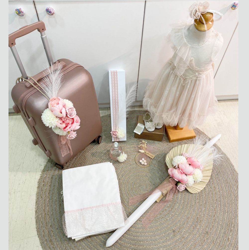 πακέτο βάπτισης με λουλούδια Boho Pink