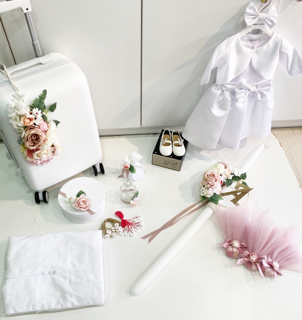 βαπτιστικο πακετο romantic flowers και μπομπονιερες