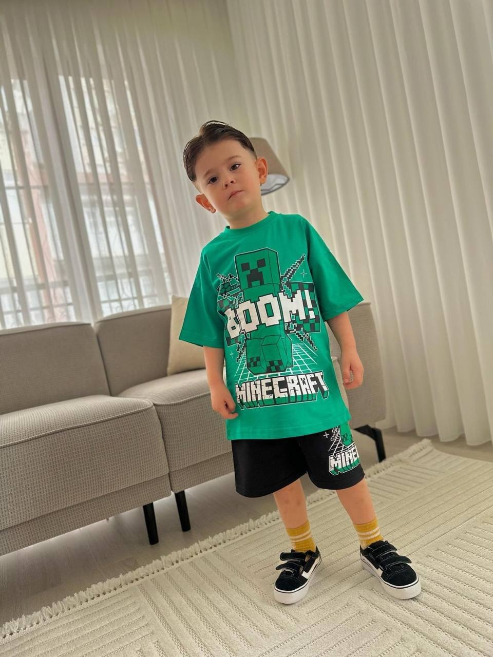 παιδικο σετ minecraft boom tshirt και βερμουδα (1)