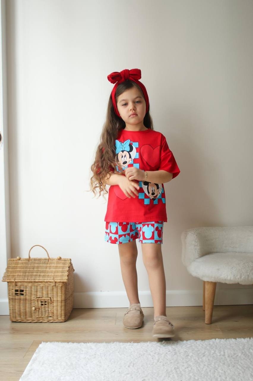παιδικο σετ tshirt με σορτς minnie mouse και mickey (1)