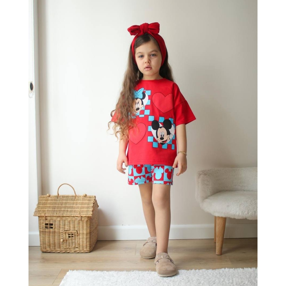 παιδικο σετ tshirt με σορτς minnie mouse και mickey