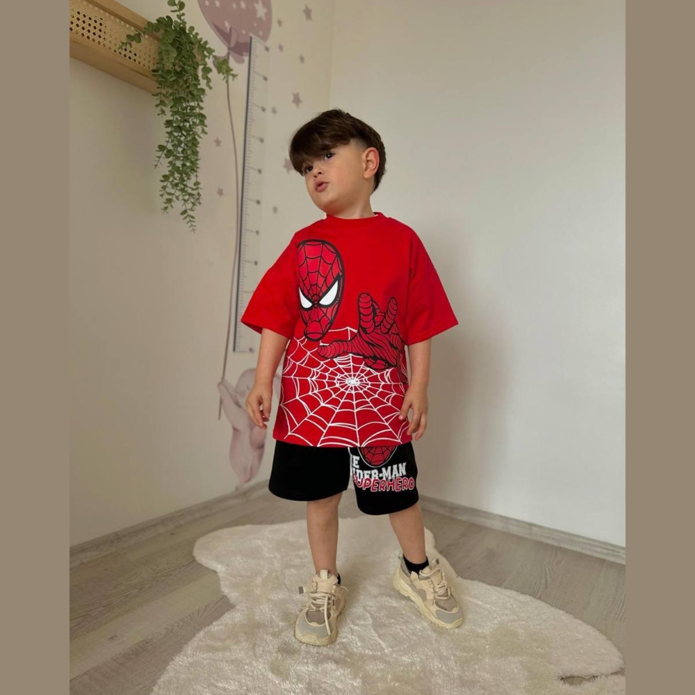 παιδικο σετ με τον spiderman tshirt και βερμουδα