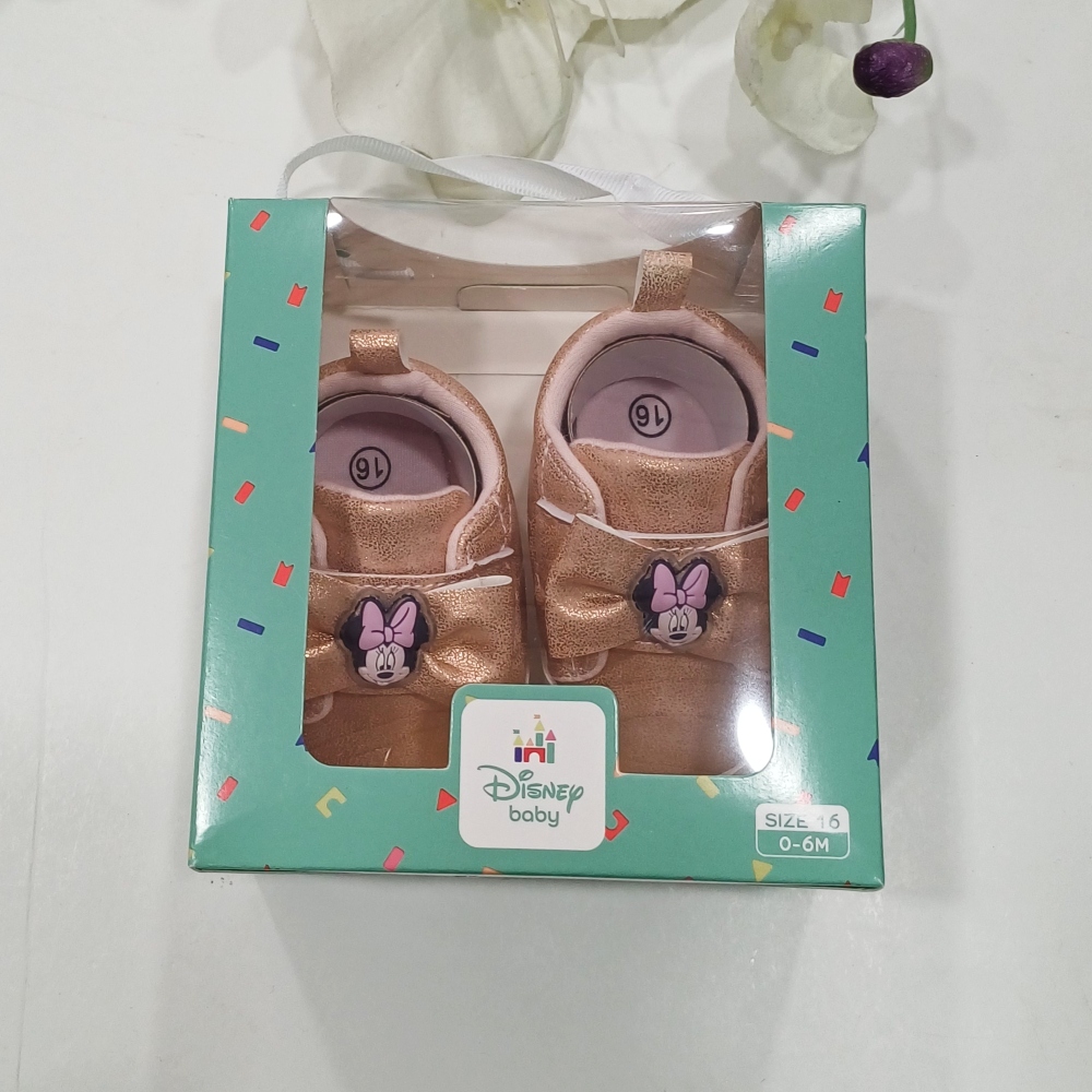 βρεφικα παπουτσακια αγκαλιας χρυσα με την minnie disney baby