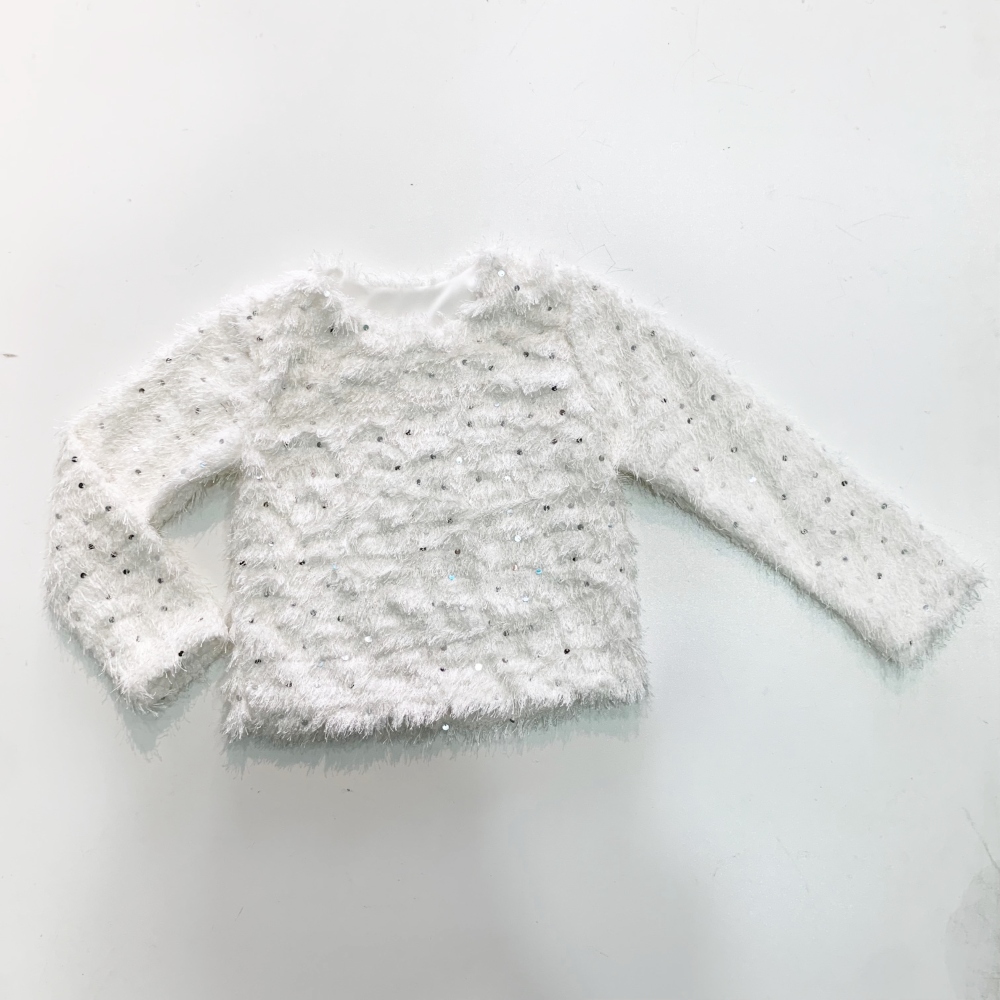 παιδικη γουνινη μπλουζα με παγιετα off white
