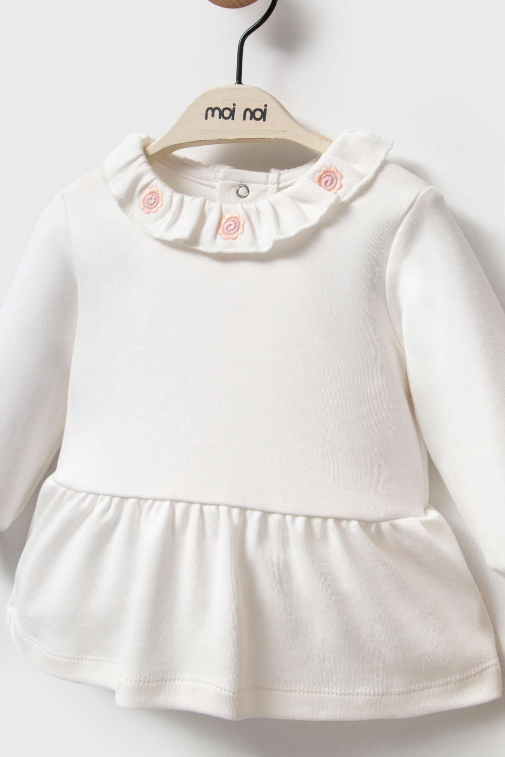 5410 σετ λευκο φορεματακι γιακα με παντελονακι λουλουδακια (3)