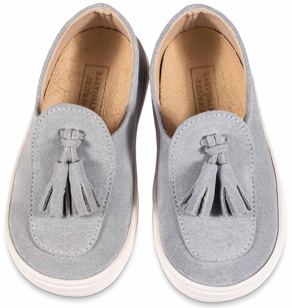 EXC5276-FLINT-BABYWALKER βαπτιστικα Καστόρινα Loafers αγορι γαλαζιο με φουντάκια (1)