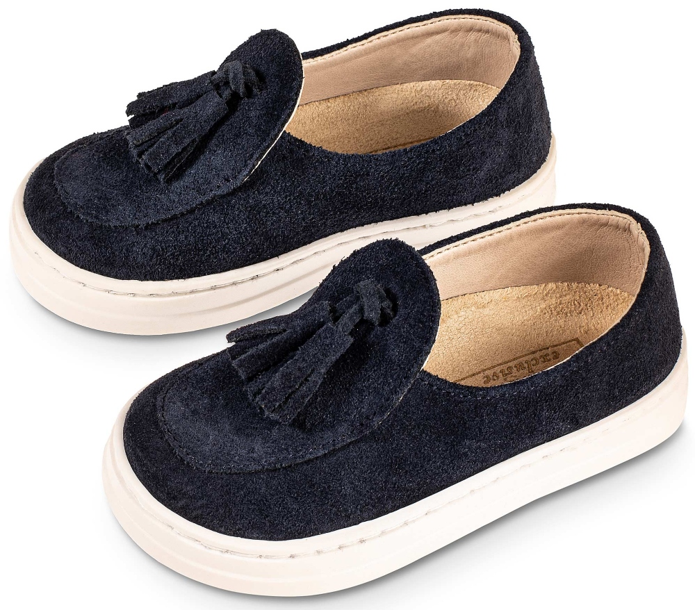 EXC5276-FLINT-BABYWALKER βαπτιστικα Καστόρινα Loafers αγορι μπλε με φουντάκια