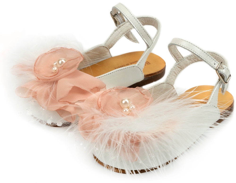 EXC5772-IVORY- pink -BABYWALKER Δερμάτινο Σαμπό με Χειροποίητο Λουλούδι (3)