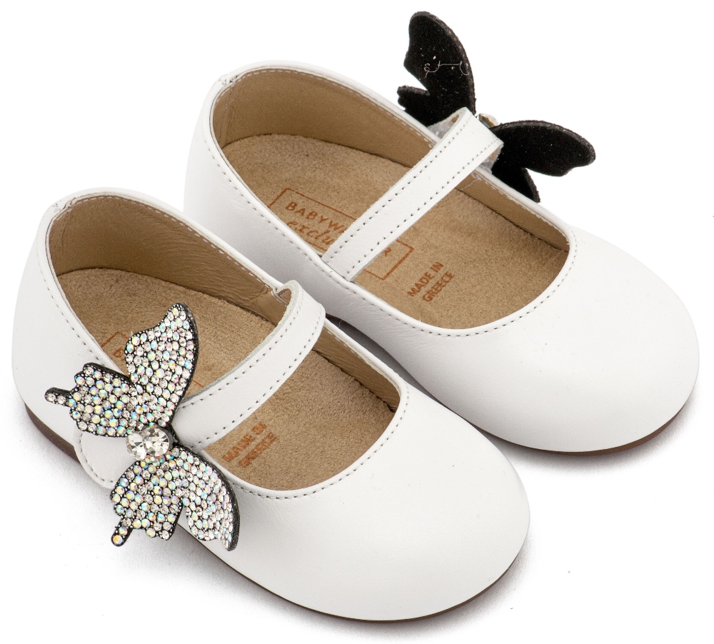 EXC5894 BABYWALKER βαπτιστικα παπουτσια ιβουαρ για κοριτσι μπαλαρινες με πεταλουδα στρας (5)