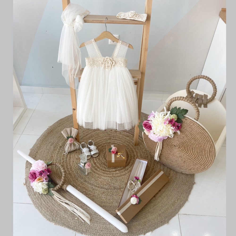 σετ βάπτισης boho romantic για κορίτσι