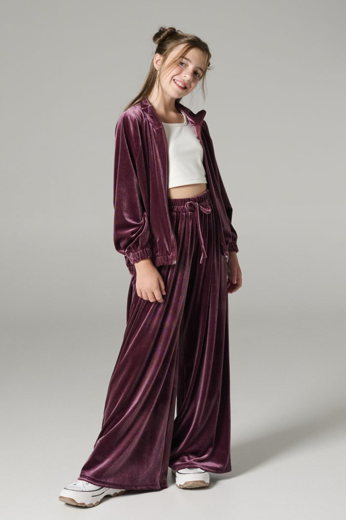 Melin Rose Σετ βελούδο oversized με ζακέτα Βιολετί (1)