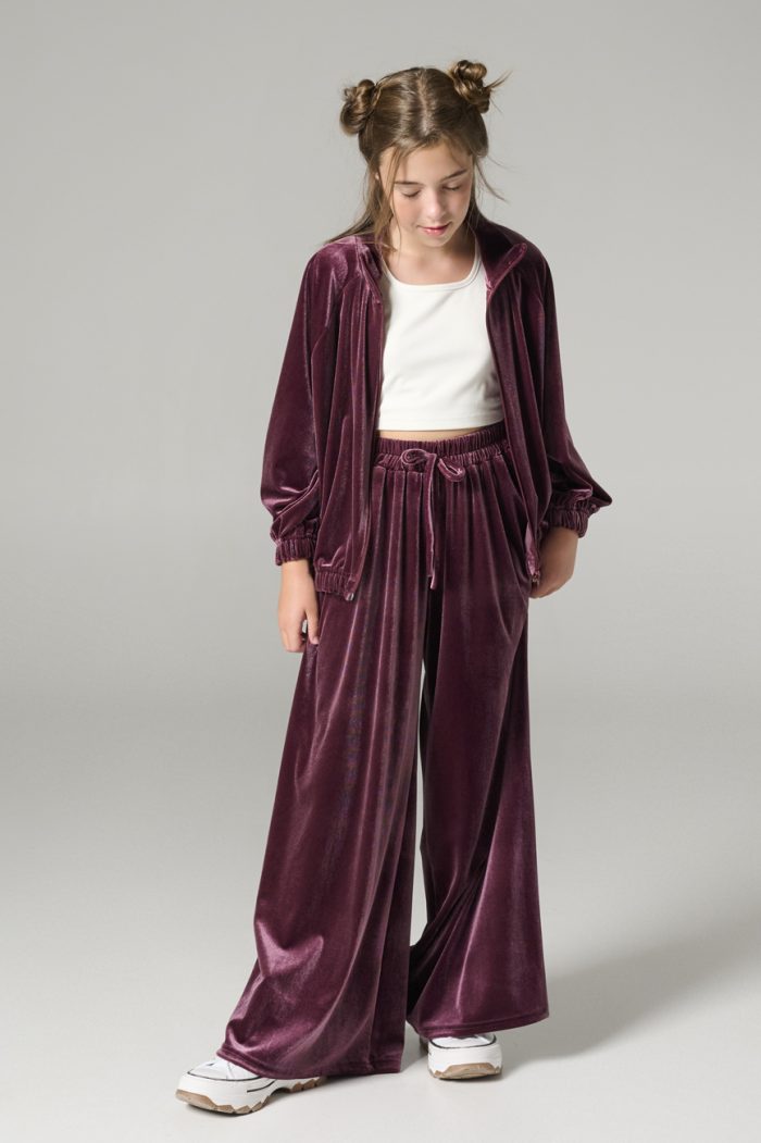 Melin Rose Σετ βελούδο oversized με ζακέτα Βιολετί (2)