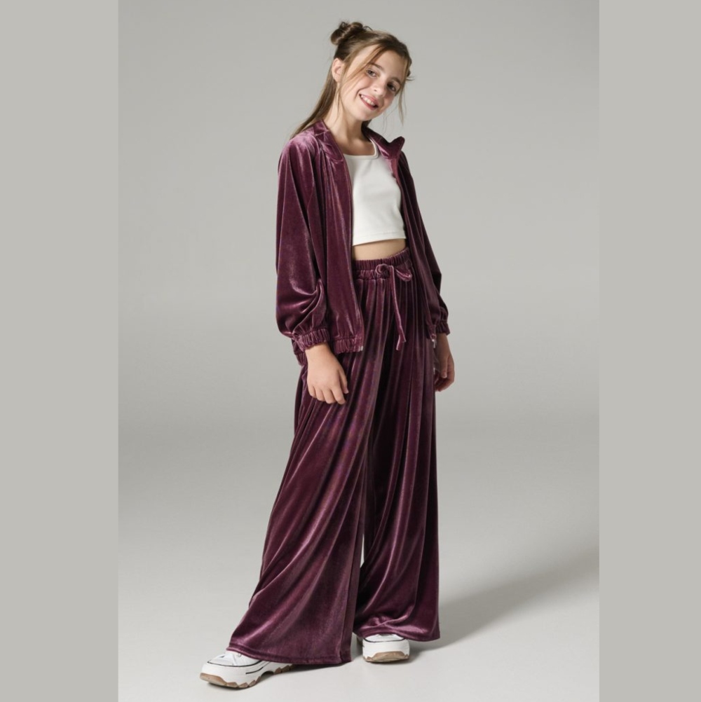 Melin Rose Σετ βελούδο oversized με ζακέτα Βιολετί