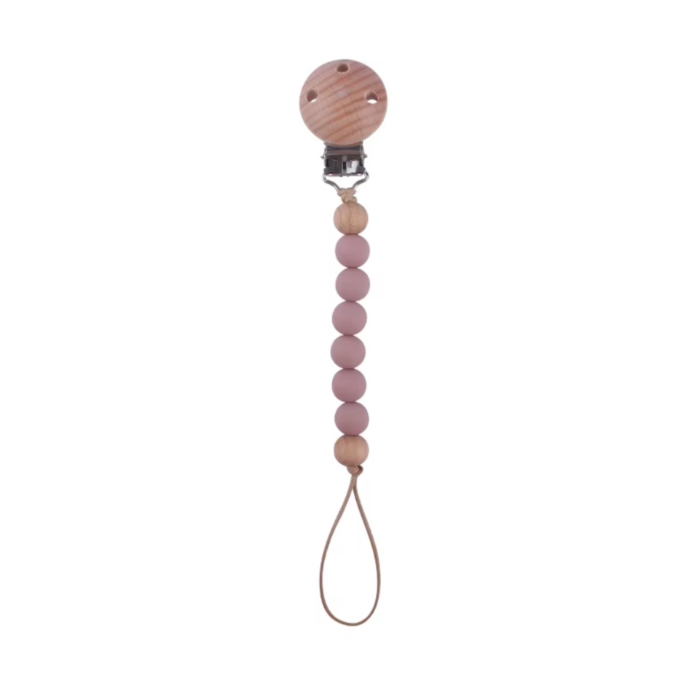 κλιπ πιπίλας με χάντρες σιλικόνης rose pink